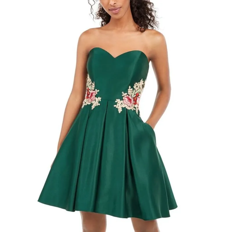 Blondie Nites Women's Floral Full Length Fit Flare Party Dress Green Size 7 sold by Zulily