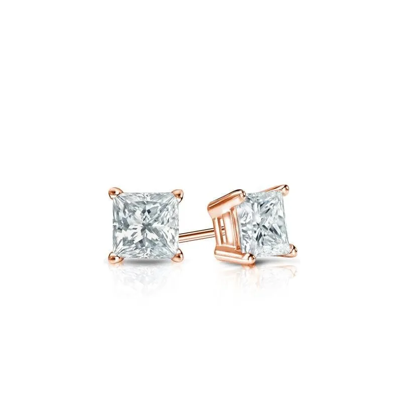 Auriya 14-karat Gold Lab Grown 8.00 carat TDW Princess Diamond Stud Earrings 4-Prong Basket Screw-back sold by Zulily product image thumbnail 5