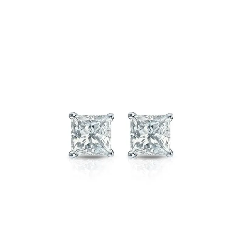 Auriya 14-karat Gold Lab Grown 8.00 carat TDW Princess Diamond Stud Earrings 4-Prong Basket Screw-back sold by Zulily product image thumbnail 2