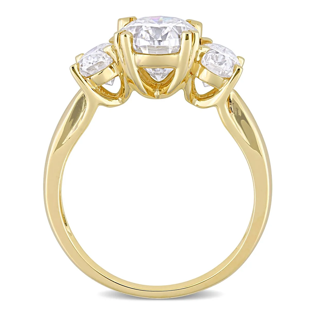 Miadora 10k Yellow Gold 3ct TGW Oval-cut Created White Moissanite 3-Stone Engagement Ring sold by Zulily product image thumbnail 4
