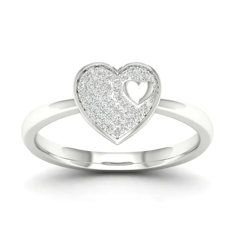 De Couer 10k Gold 1/10ct TDW Diamond Heart Ring sold by Zulily