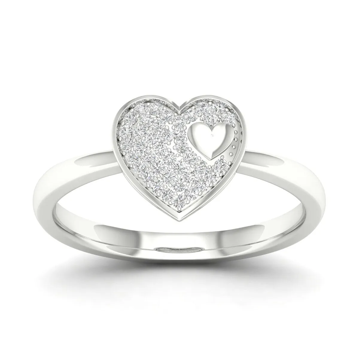 De Couer 10k Gold 1/10ct TDW Diamond Heart Ring sold by Zulily
