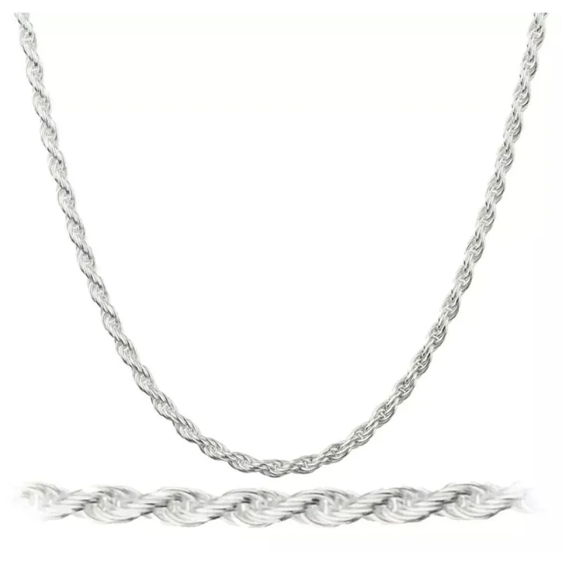 925 Sterling Silver 2MM Diamond Cut Rope Chain Necklace 16"-30" sold by Zulily