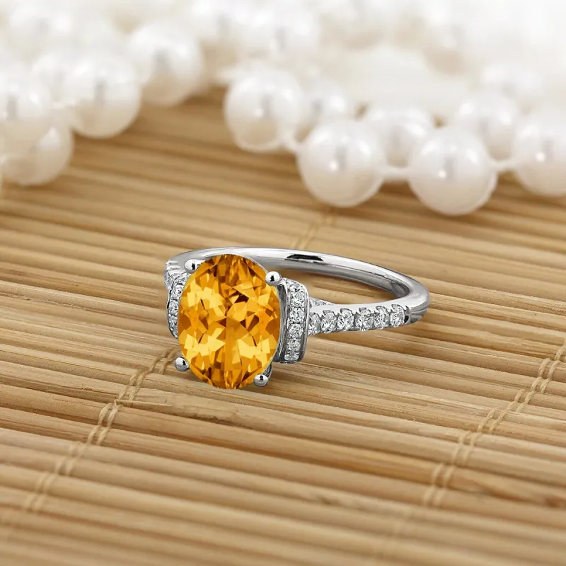 Auriya Modern 2 3/8ct Oval Citrine and Diamond Engagement Ring 3/8cttw 14k Gold sold by Zulily