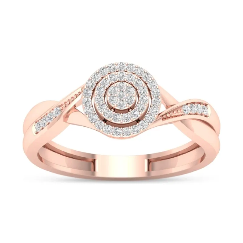 De Couer 10k Rose Gold 1/6ct TDW Diamond Halo Engagement Ring sold by Zulily