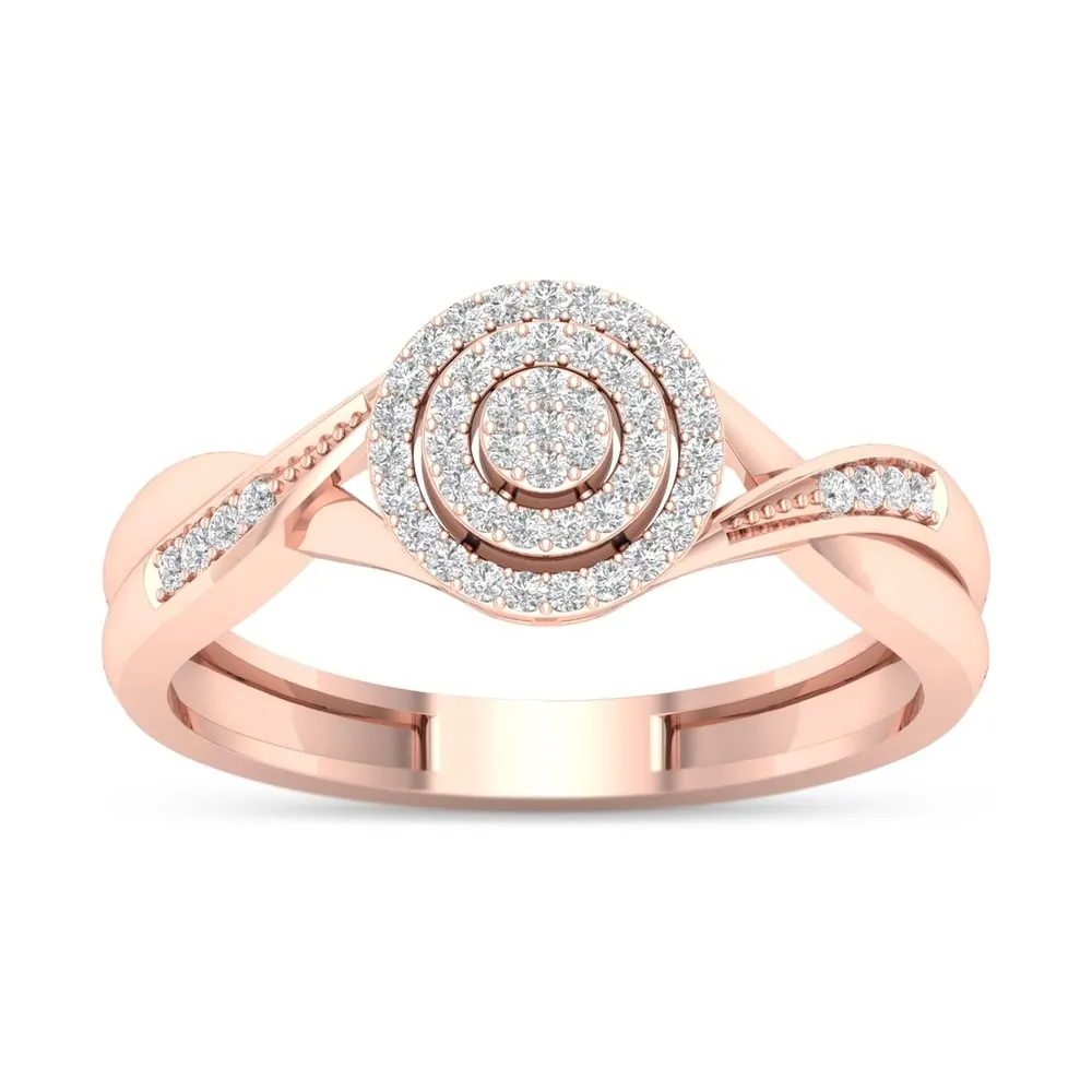 De Couer 10k Rose Gold 1/6ct TDW Diamond Halo Engagement Ring sold by Zulily