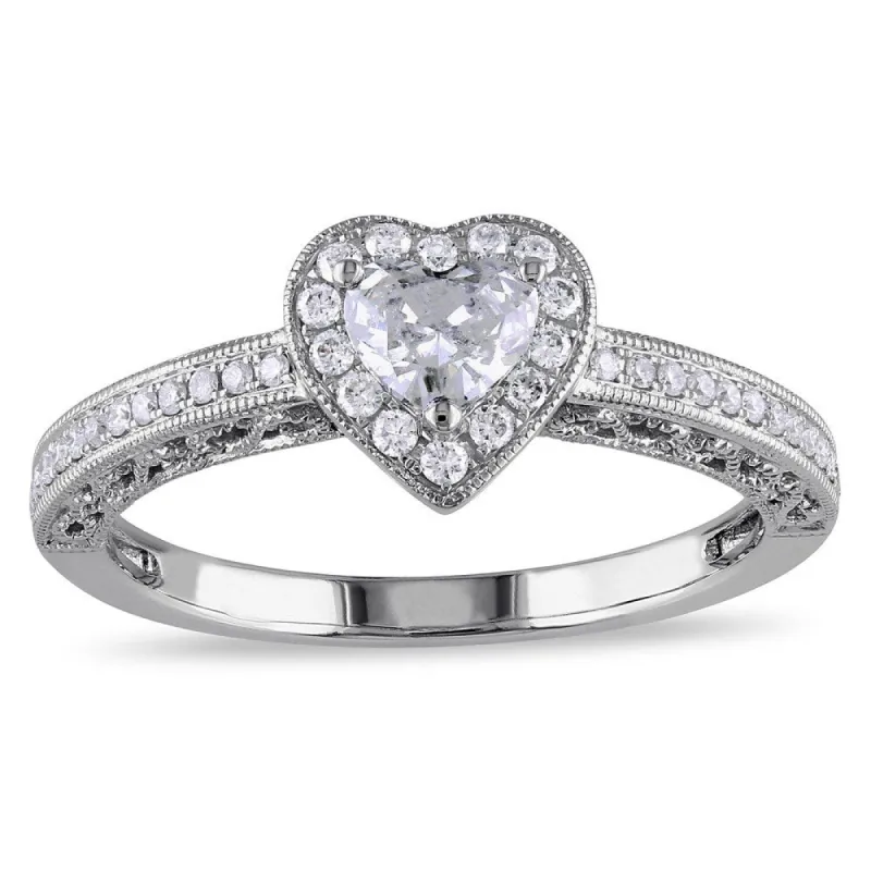 Miadora Signature Collection 14k White Gold 1/2ct TDW Diamond Heart Ring sold by Zulily