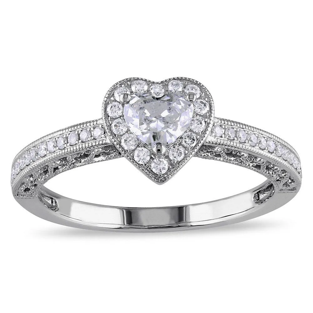 Miadora Signature Collection 14k White Gold 1/2ct TDW Diamond Heart Ring sold by Zulily