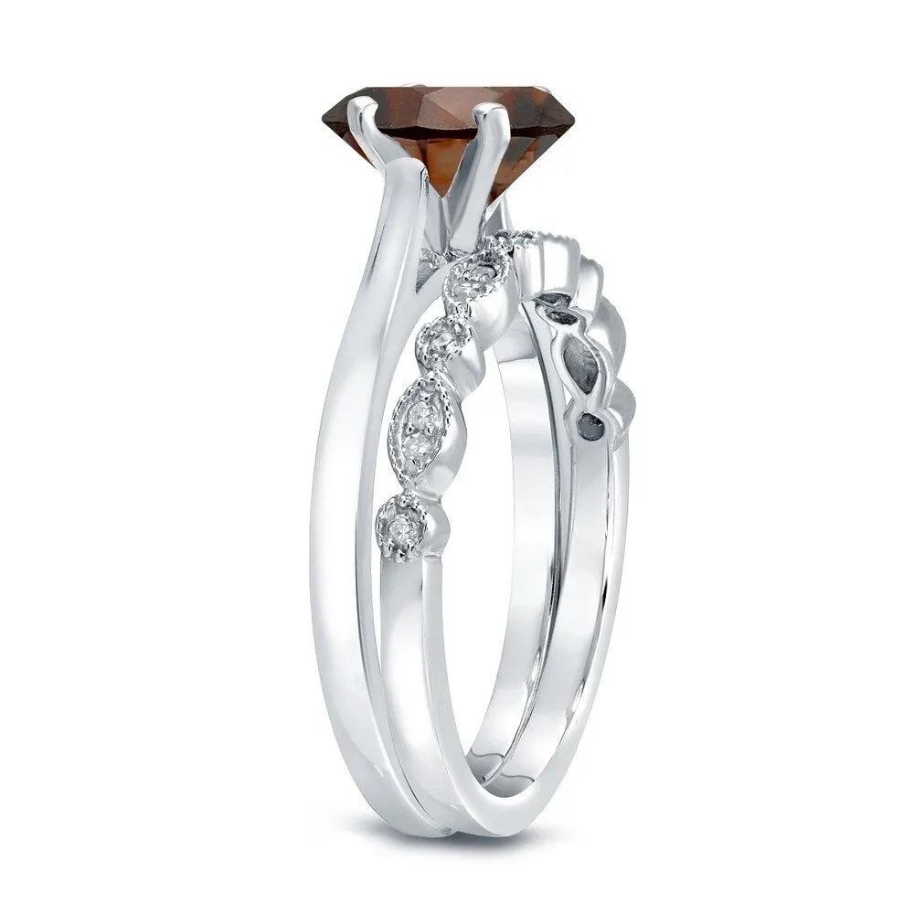 Auriya Vintage Stackable 1/2ctw Solitaire Brown Diamond Engagement Ring Set 14K Gold sold by Zulily product image thumbnail 4