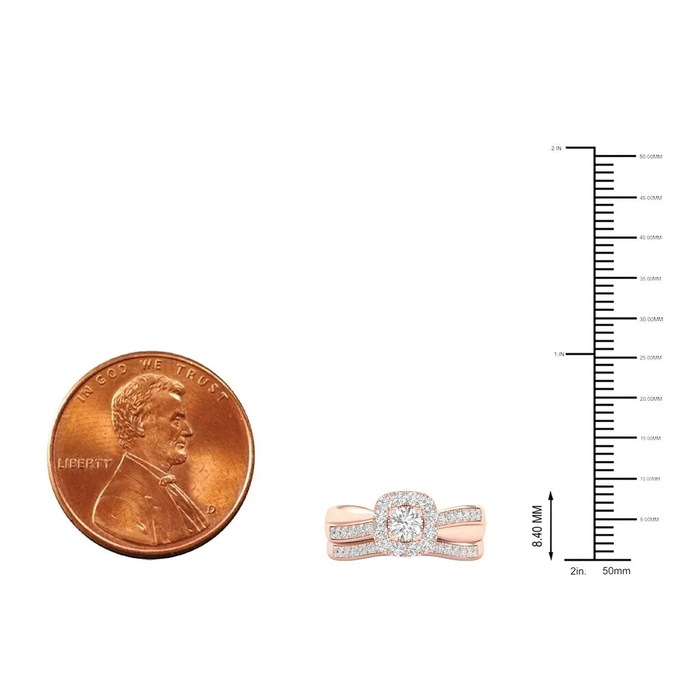 De Couer 14k Rose Gold 5/8ct TDW Diamond Halo Bridal Set sold by Zulily product image thumbnail 2