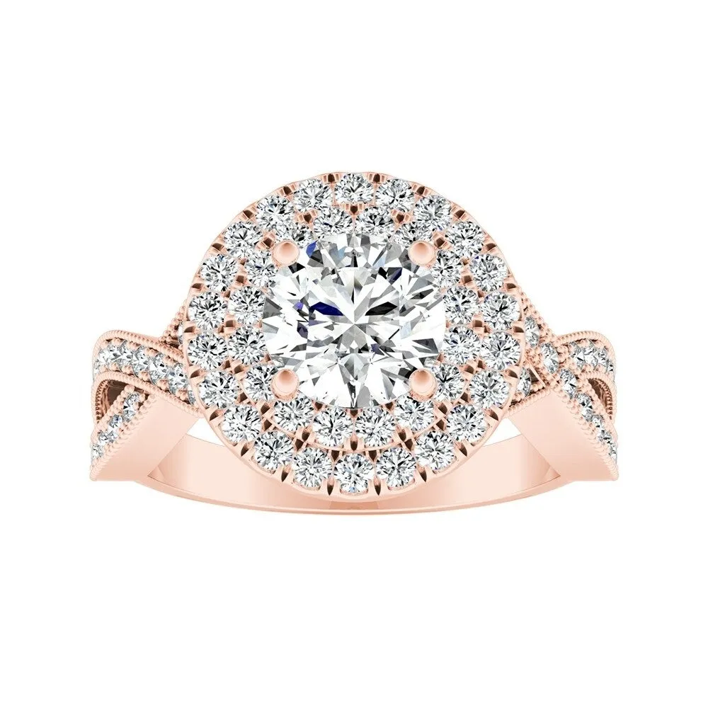 Auriya Vintage 1 1/2ct Moissanite and 5/8ctw Double Halo Diamond Engagement Ring 14K Gold sold by Zulily product image thumbnail 3