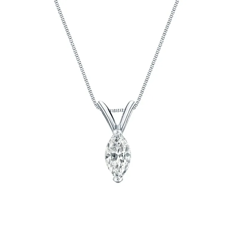 Auriya 14-karat Gold 0.30ctw Marquise Solitaire Lab Grown Diamond Necklace V-End Prong (D-E VVS) - 0.3 sold by Zulily