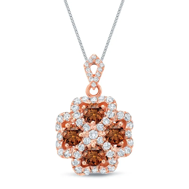 Auriya 14k Rose Gold Brown Diamond Halo Necklace 1 3/4ctw sold by Zulily