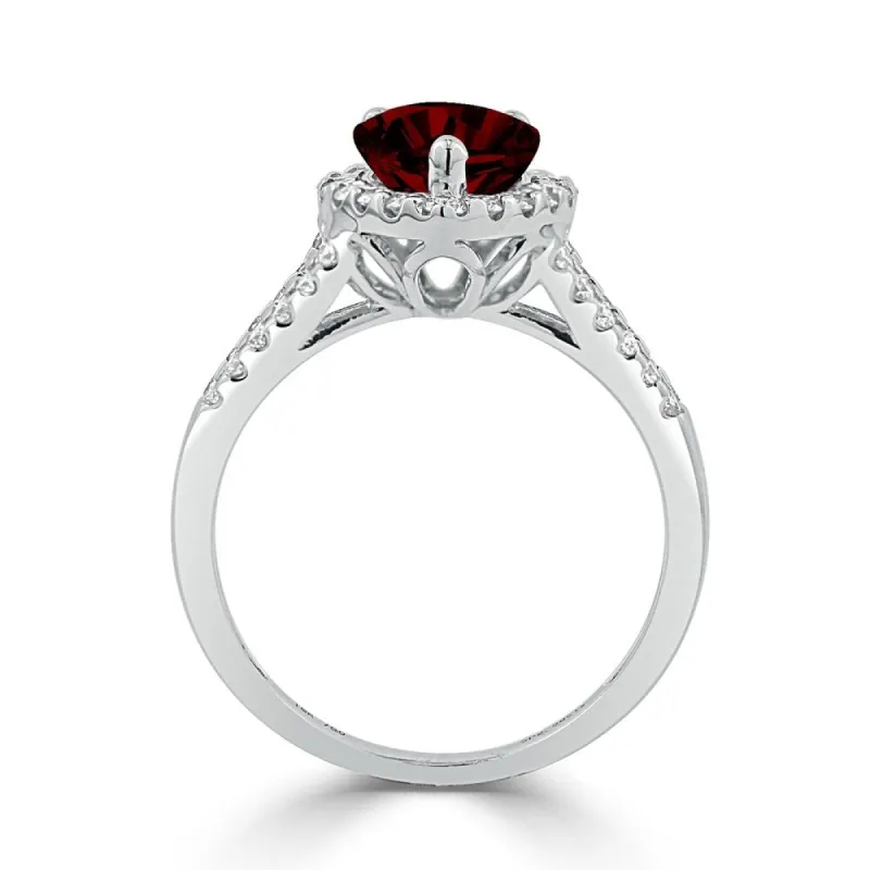 Auriya 2ct Pear Shape Red Garnet and Halo Diamond Ring 1/2ctw 18K Gold sold by Zulily