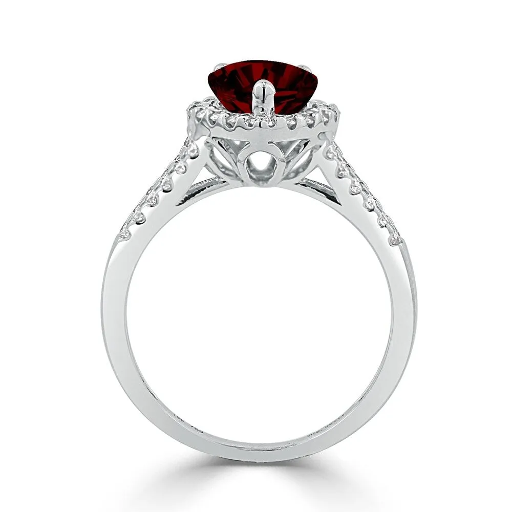 Auriya 2ct Pear Shape Red Garnet and Halo Diamond Ring 1/2ctw 18K Gold sold by Zulily