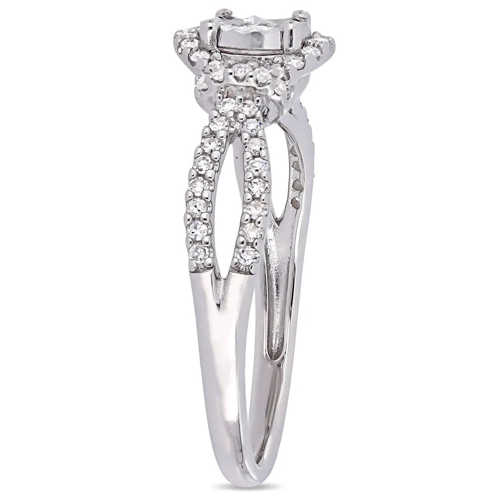 Miadora Signature Collection Sterling Silver 1/3ct TDW Diamond Halo Split Shank Engagement Ring sold by Zulily product image thumbnail 2