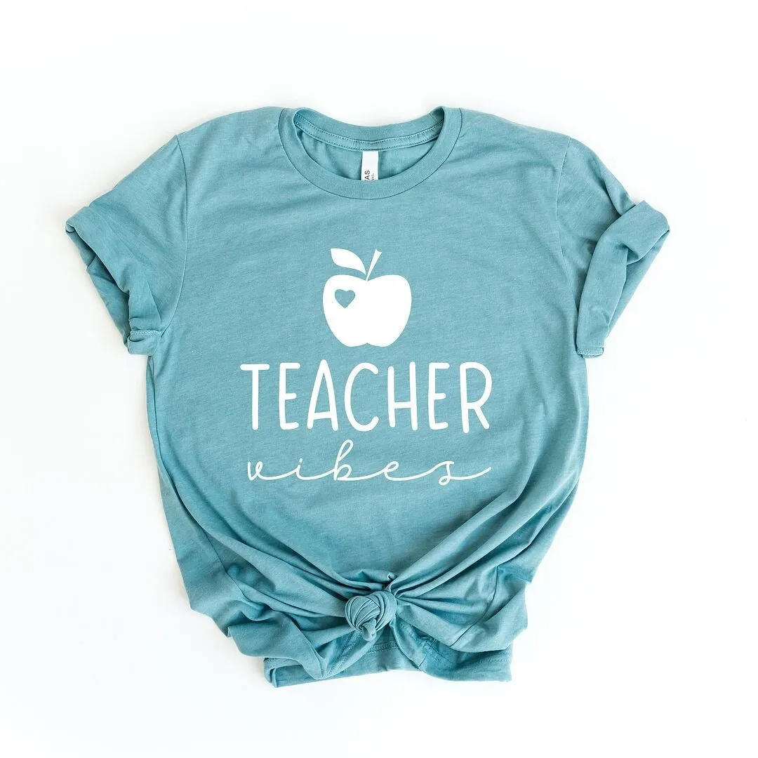 Teacher Vibes Cursive Apple Short Sleeve Tee sold by Zulily product image thumbnail 2