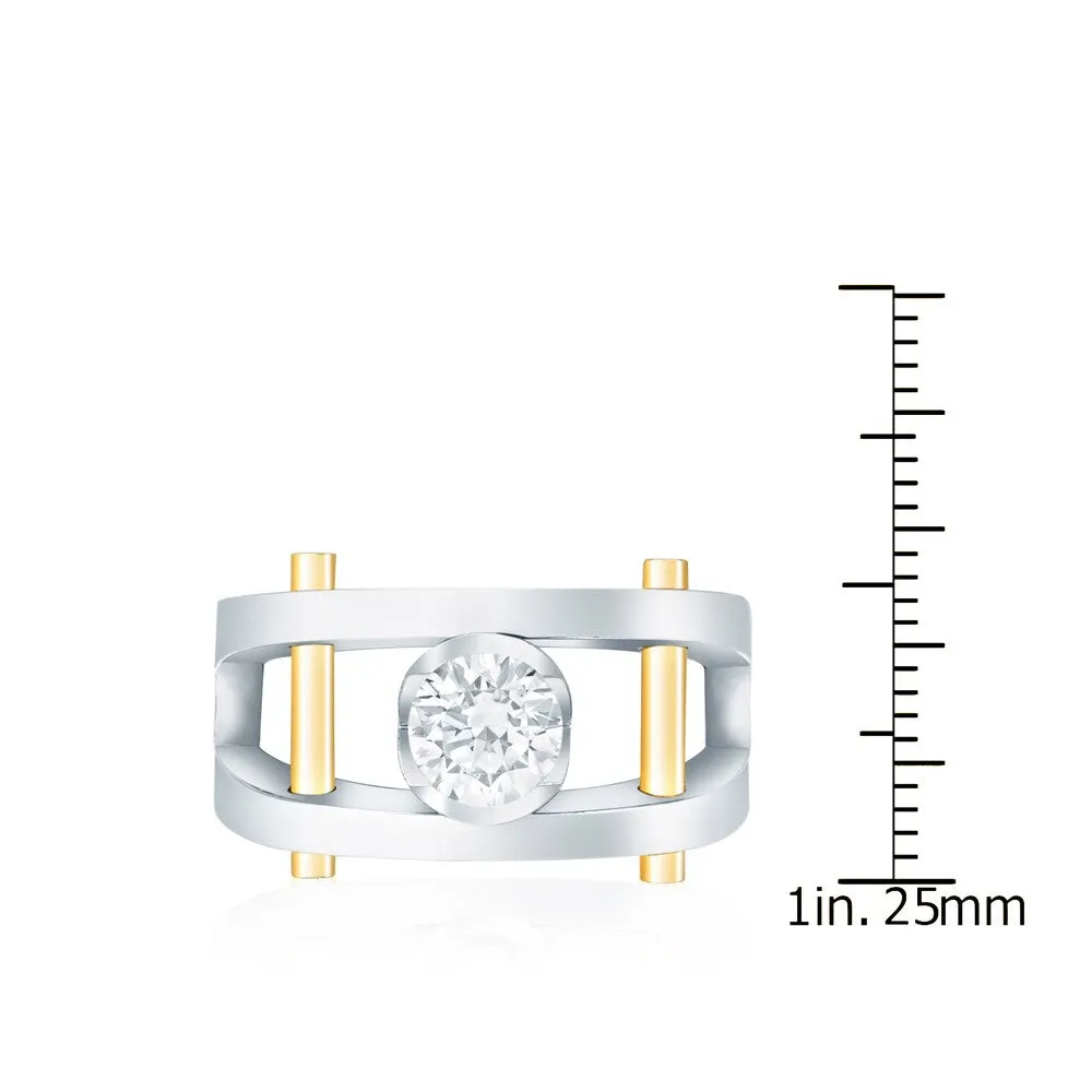 Auriya Men's 14k Gold 1ct TDW Diamond Bling Ring - Two-Tone sold by Zulily product image thumbnail 3