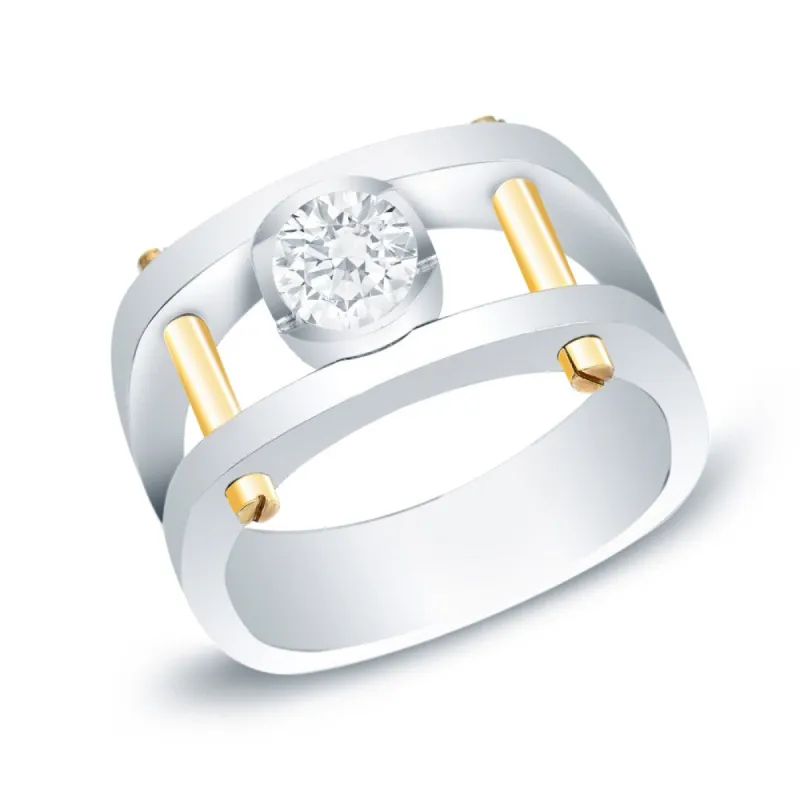 Auriya Men's 14k Gold 1ct TDW Diamond Bling Ring - Two-Tone made by Zulily
