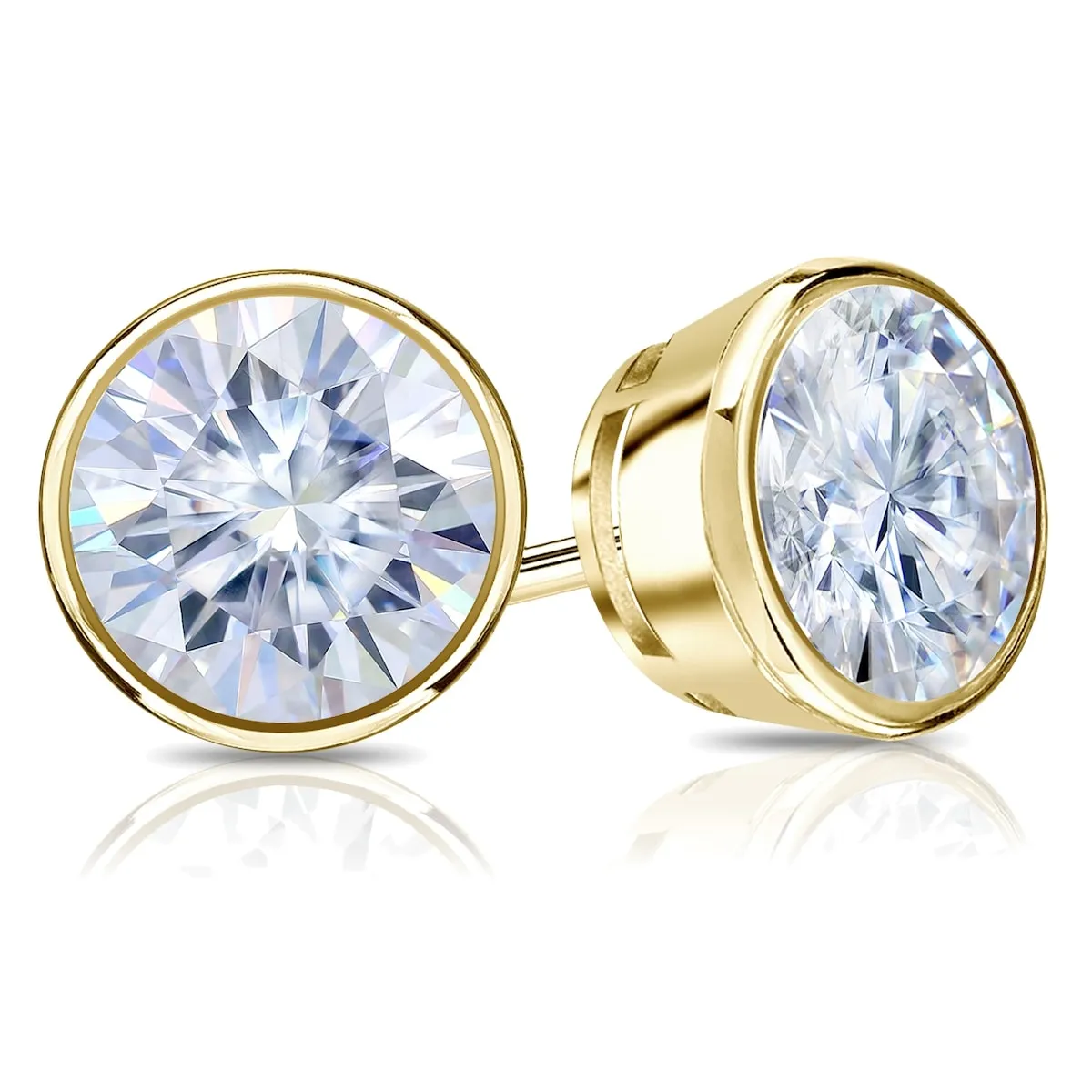 Auriya 14k Gold 1ctw Bezel-set Round Moissanite Stud Earrings - 5 mm sold by Zulily product image thumbnail 2