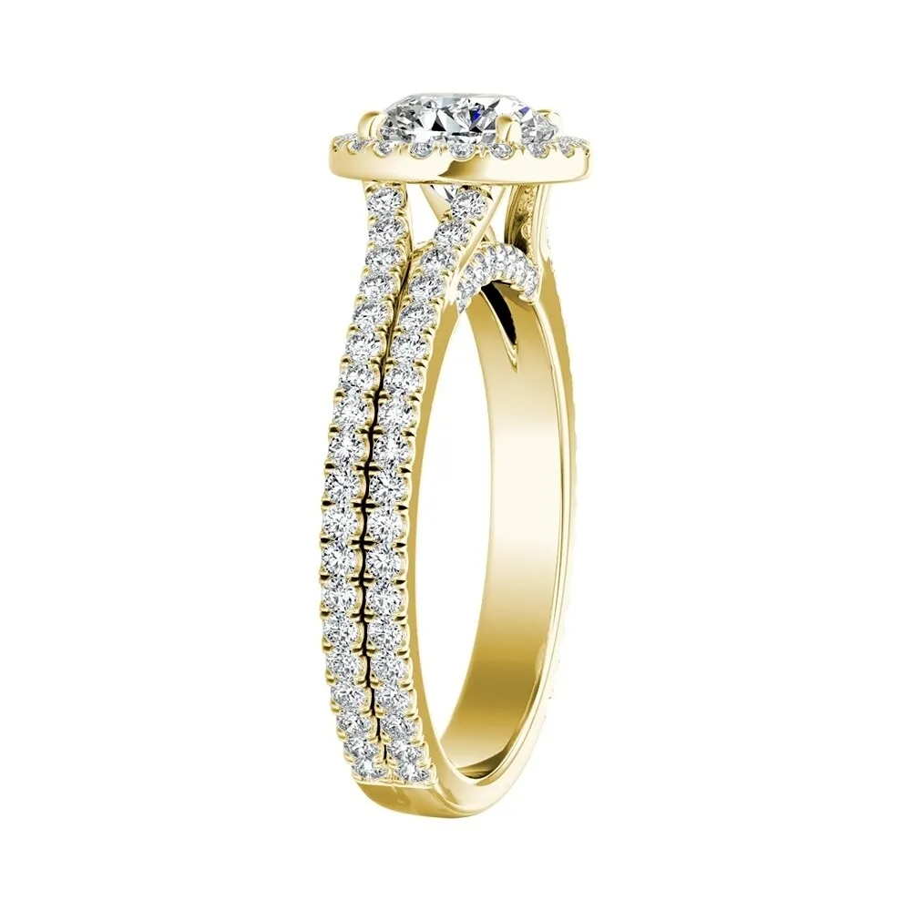 Auriya 14k Gold 3ct Moissanite and 5/8ctw Halo Diamond Engagement Ring sold by Zulily product image thumbnail 5