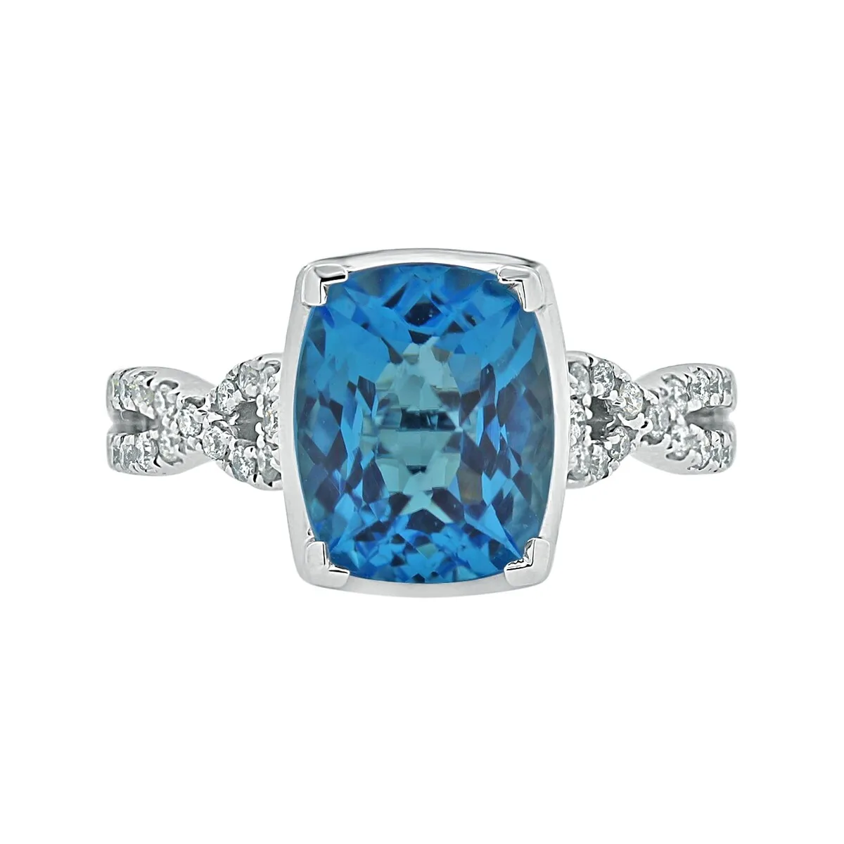 Auriya 3 9/10ct Cushion-cut Swiss-blue Topaz and Diamond Engagement Ring 1/5ctw 14k Gold sold by Zulily product image thumbnail 3