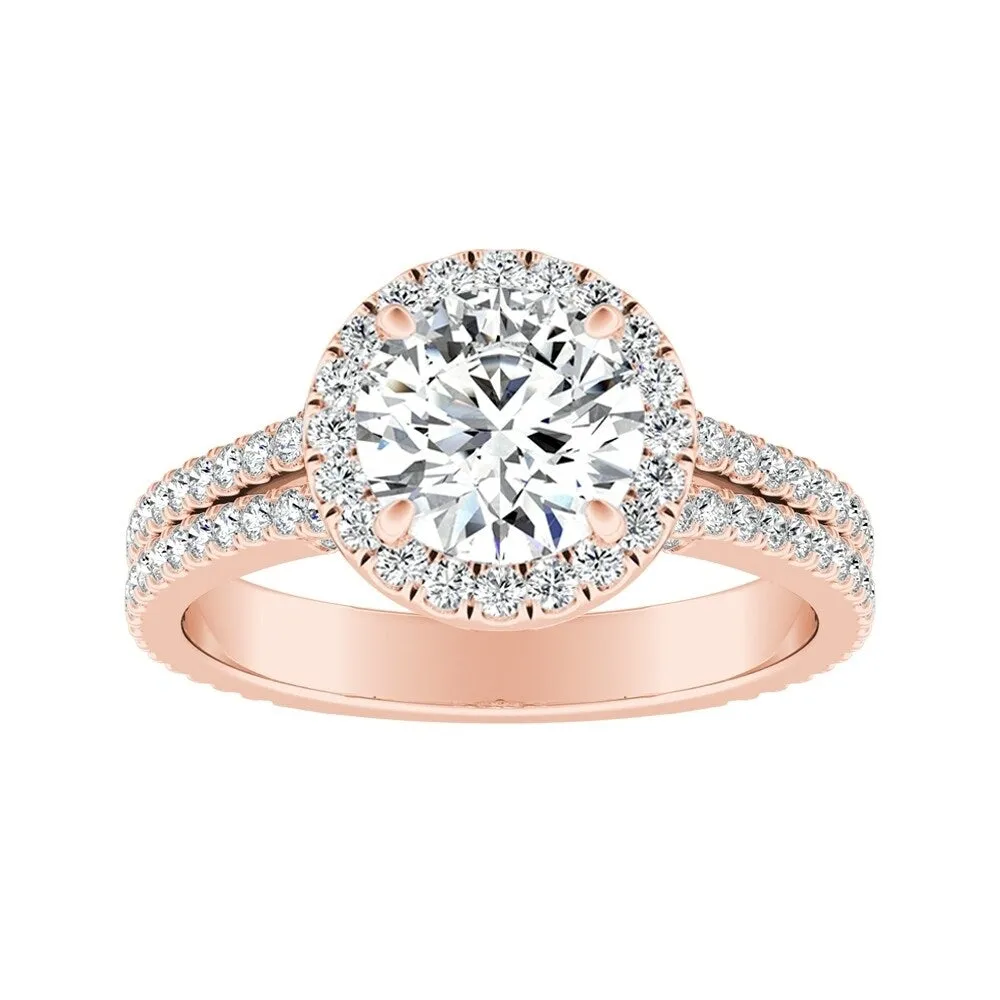 Auriya 14k Gold 3ct Moissanite and 5/8ctw Halo Diamond Engagement Ring sold by Zulily product image thumbnail 3