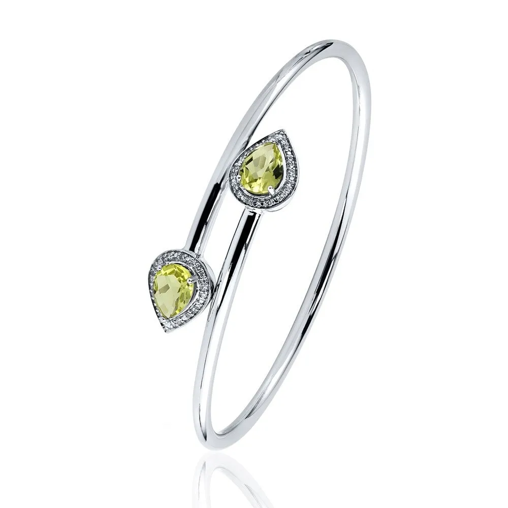 Auriya 1 3/4ct Pear-cut Lemon-Green Quartz Gold over Silver Bangle Bracelet with Diamond Accents sold by Zulily product image thumbnail 4