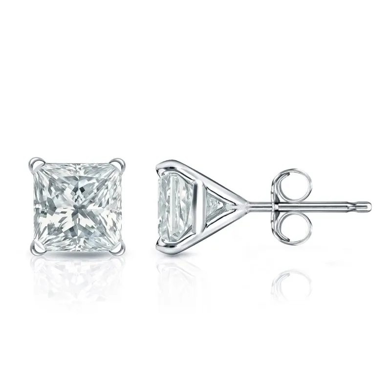 Auriya 18-karat Gold Lab Grown 1.50 carat TDW Princess Diamond Stud Earrings 4-Prong Martini Push-back sold by Zulily product image thumbnail 5