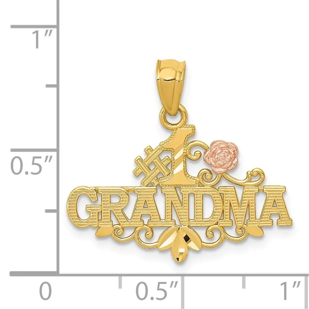 Curata 14k Yellow and Rose Gold 18" Diamond-Cut Number 1 Grandma Necklace - 23x16mm sold by Zulily product image thumbnail 2