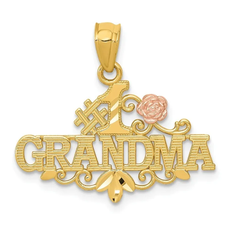Curata 14k Yellow and Rose Gold 18" Diamond-Cut Number 1 Grandma Necklace - 23x16mm sold by Zulily