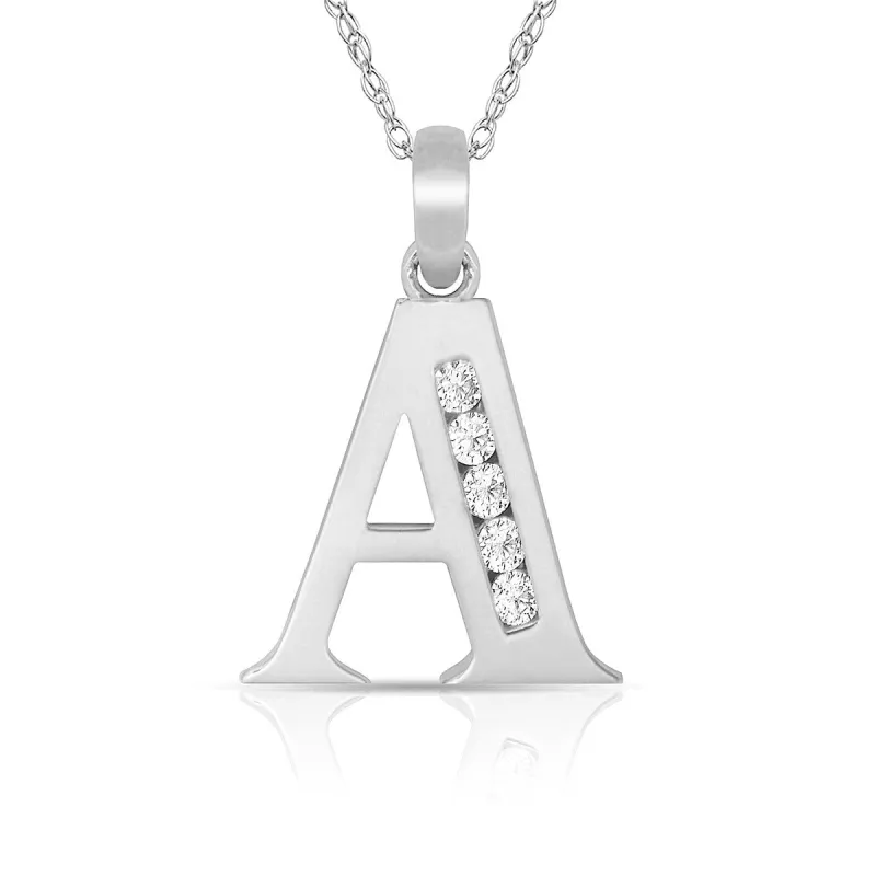 Curata 14k White Gold 18" Small Channel-set (A-Z) Cubic Zirconia Initial Pendant Necklace sold by Zulily