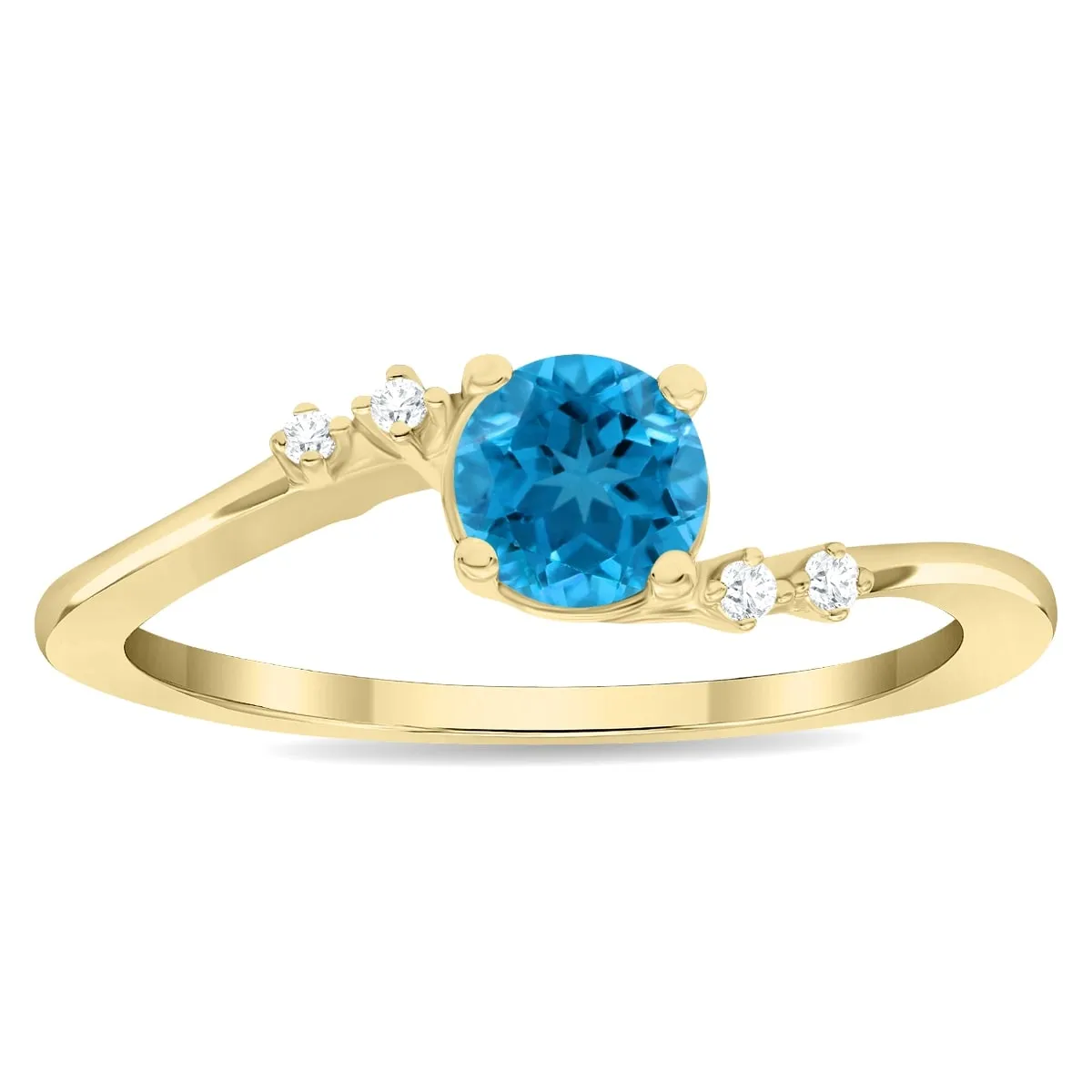 Women's Round Shaped Blue Topaz and Diamond Tierra Ring in 10K Yellow Gold sold by Zulily