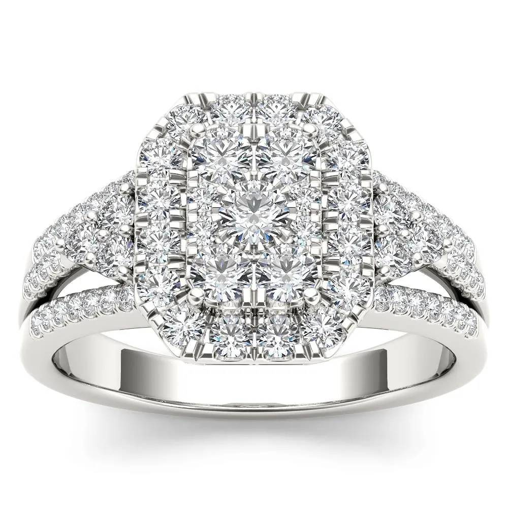 De Couer IGI Certified 14k White Gold 1ct TDW Diamond Halo Engagement Ring sold by Zulily