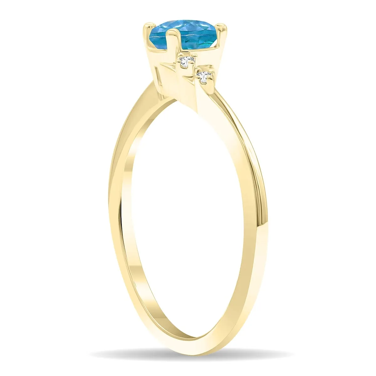 Women's Round Shaped Blue Topaz and Diamond Tierra Ring in 10K Yellow Gold sold by Zulily product image thumbnail 3