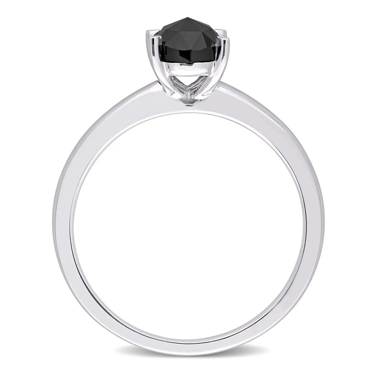 Miadora 10k White Gold 1ct TDW Oval-cut Black Diamond Solitaire Engagement Ring sold by Zulily product image thumbnail 5