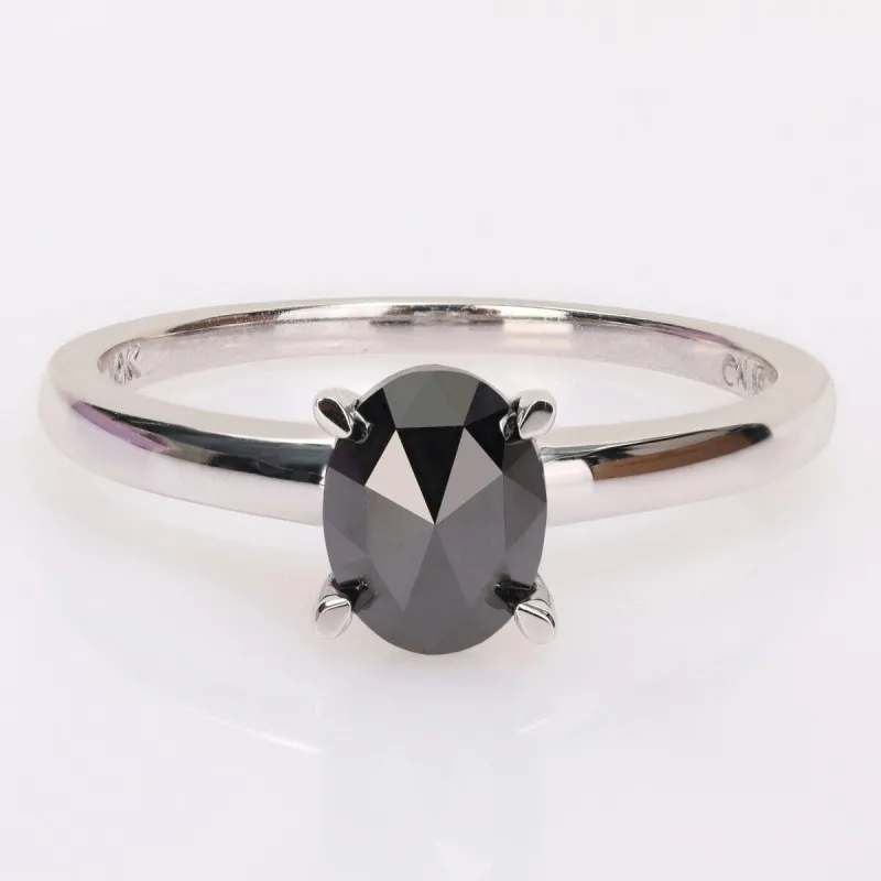 Miadora 10k White Gold 1ct TDW Oval-cut Black Diamond Solitaire Engagement Ring sold by Zulily