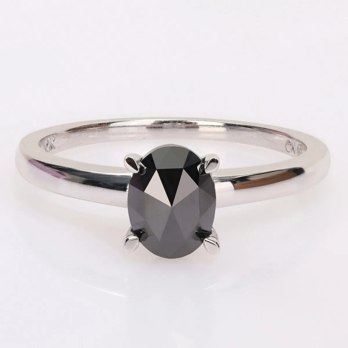 Miadora 10k White Gold 1ct TDW Oval-cut Black Diamond Solitaire Engagement Ring sold by Zulily