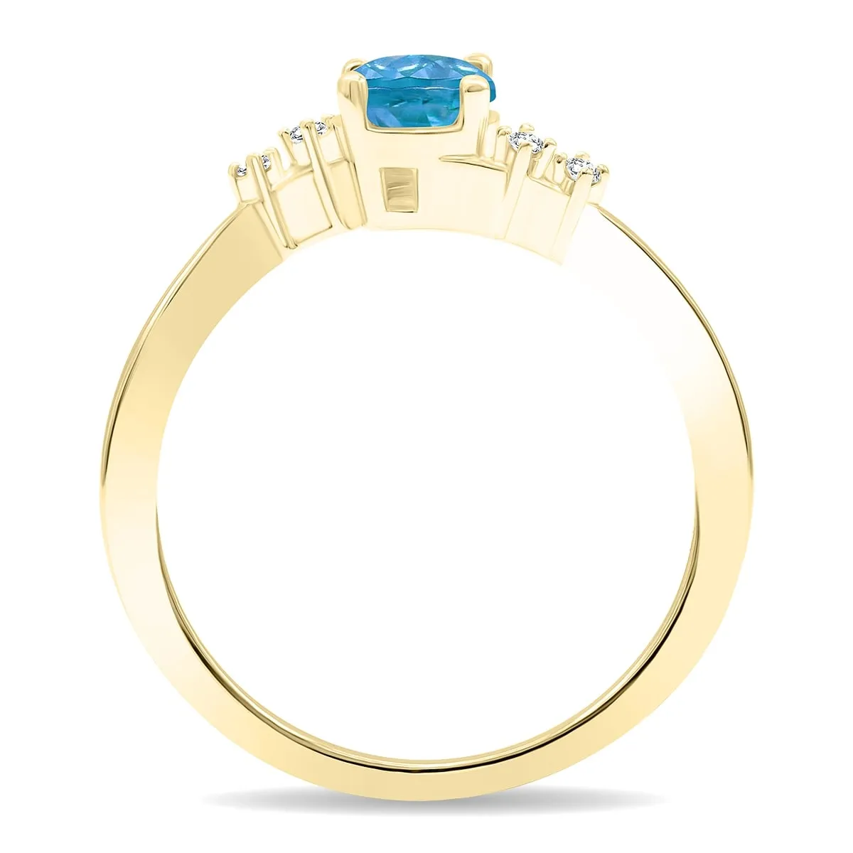 Women's Round Shaped Blue Topaz and Diamond Tierra Ring in 10K Yellow Gold sold by Zulily product image thumbnail 2