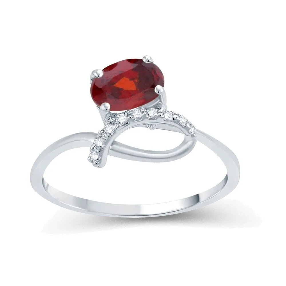 Sterling Silver 1.47ct Garnet and Natural White Zircon Bypass Ring sold by Zulily