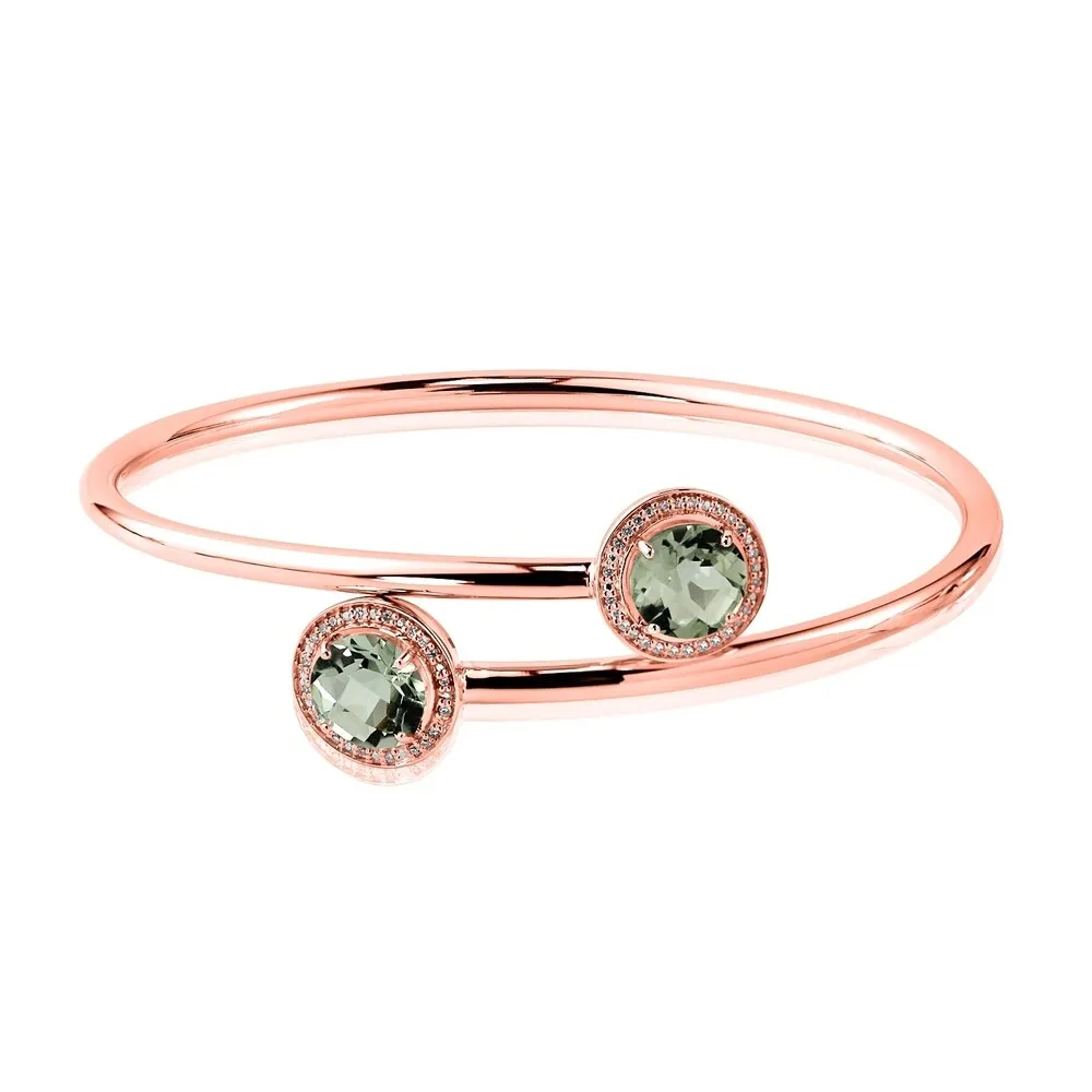 Auriya 3 1/2ct Green Amethyst Gold over Silver Bangle Bracelet with Diamond Accents sold by Zulily product image thumbnail 3