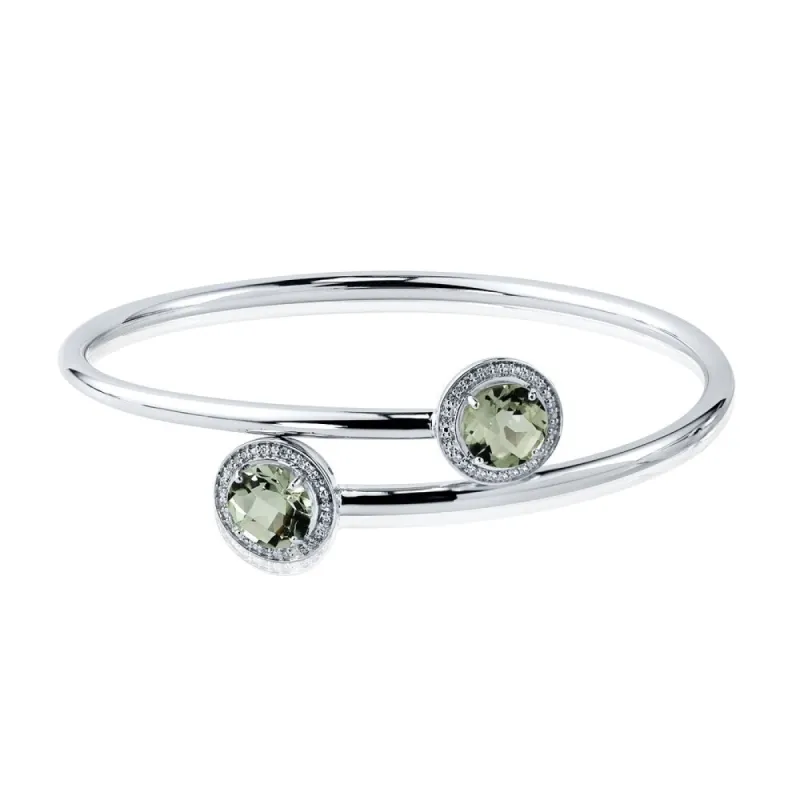 Auriya 3 1/2ct Green Amethyst Gold over Silver Bangle Bracelet with Diamond Accents sold by Zulily