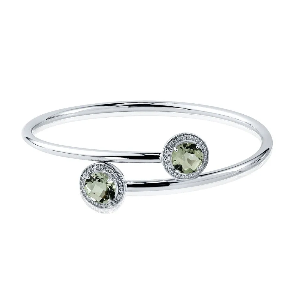 Auriya 3 1/2ct Green Amethyst Gold over Silver Bangle Bracelet with Diamond Accents sold by Zulily