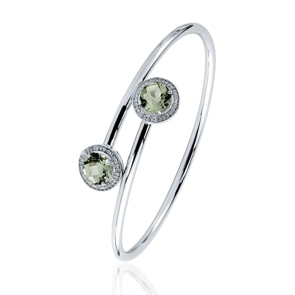 Auriya 3 1/2ct Green Amethyst Gold over Silver Bangle Bracelet with Diamond Accents sold by Zulily product image thumbnail 4