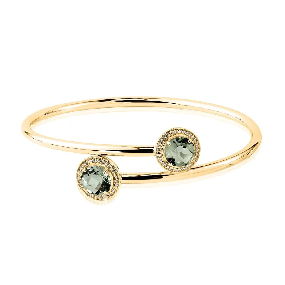 Auriya 3 1/2ct Green Amethyst Gold over Silver Bangle Bracelet with Diamond Accents sold by Zulily product image thumbnail 2