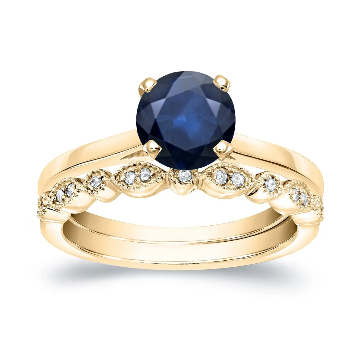 Auriya 14k Gold 7/8ctw Vintage Solitaire Sapphire Engagement Ring Set 1/6ctw sold by Zulily product image thumbnail 3