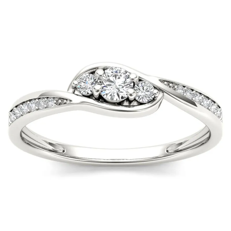 De Couer 10k White Gold 1/5ct TDW Diamond Bypass Cluster Engagement Ring - White H-I - White H-I sold by Zulily