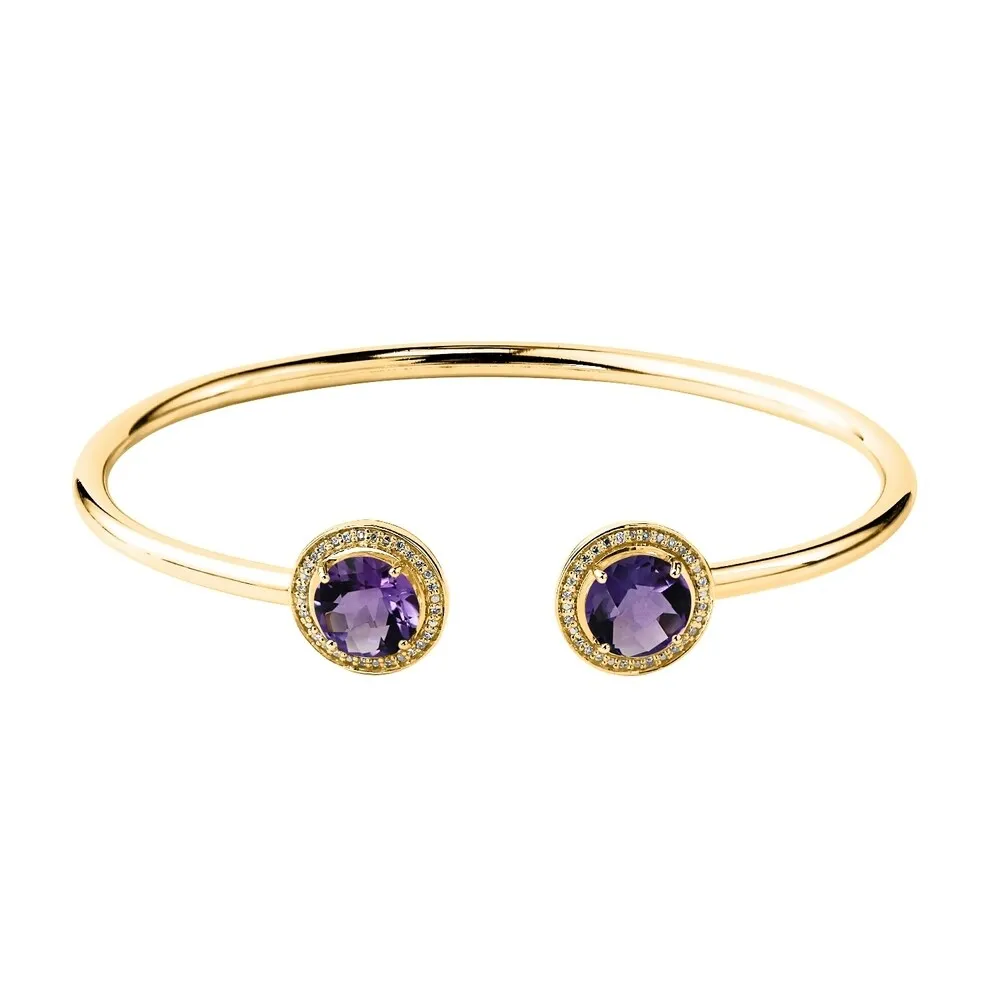 Auriya 3ct Purple Amethyst Gold over Silver Bangle Bracelet with Diamond Accents sold by Zulily product image thumbnail 2