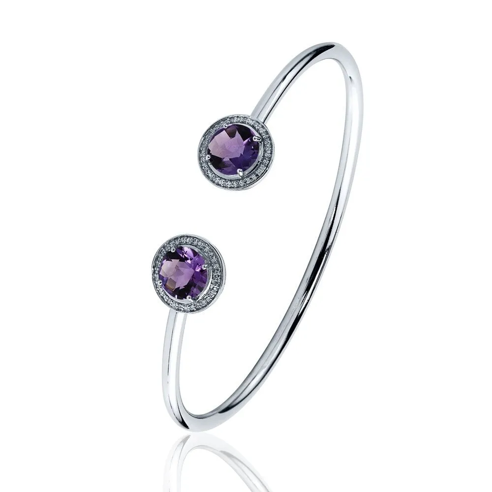 Auriya 3ct Purple Amethyst Gold over Silver Bangle Bracelet with Diamond Accents sold by Zulily product image thumbnail 4