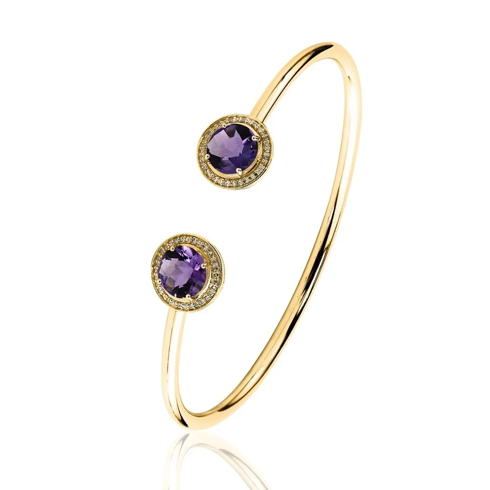 Auriya 3ct Purple Amethyst Gold over Silver Bangle Bracelet with Diamond Accents sold by Zulily product image thumbnail 5